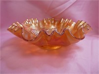 Fenton Leaves & Grapes Marigold Carnival Glass On
