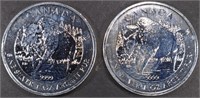 (2) 1 OZ .999 SILVER 2013 CANADIAN BISON ROUNDS