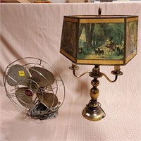 Franklin Kent Brass Blade Fan & Table Lamp