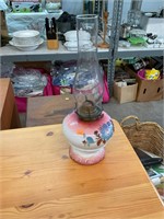 Antique Painted Oil Lamp