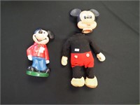 Two Mickey Mouse items: blown plastic bank and