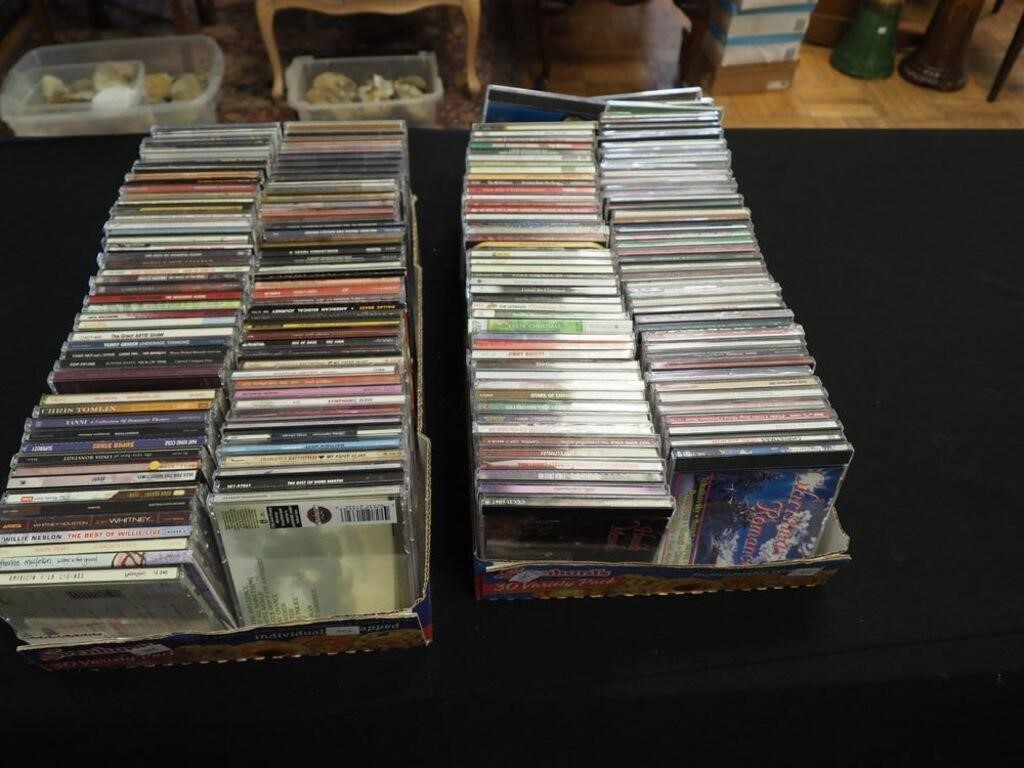 Two boxes of CDs including Christmas, Willie