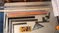 Rulers (metal, plastic and wood), Squares and a