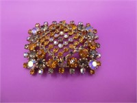 Vintage Amber Crystal 2" Brooch