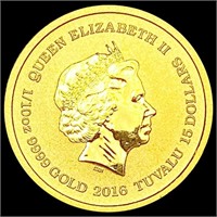 2016 Tuvalu 1/10oz Gold $15 GEM PROOF