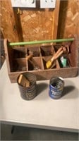 Wood Organizer Box with Nails and misc Hardware