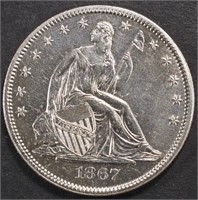 1867 SEATED LIBERTY HALF DOLLAR CHOICE BU