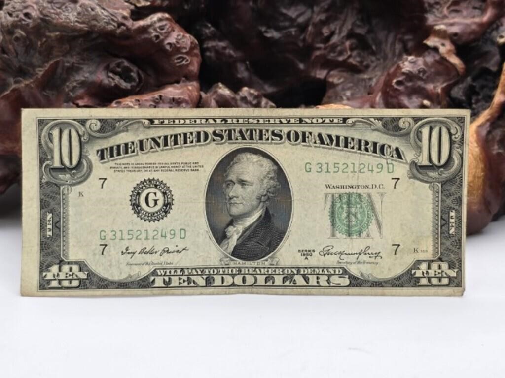 1950 $10 Bill / Note Good Condition