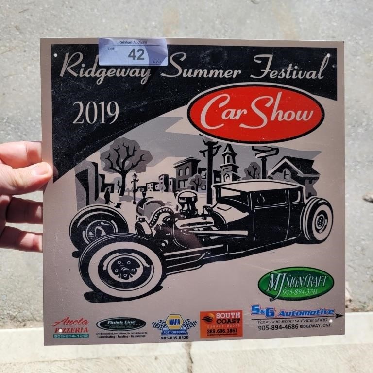 2019 RIDGEWAY SUMMER CAR SHOW SIGN - ALUMINUM