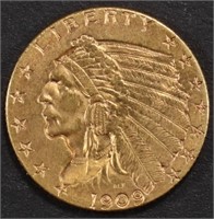 1909 $2.5 GOLD INDIAN NICE BU