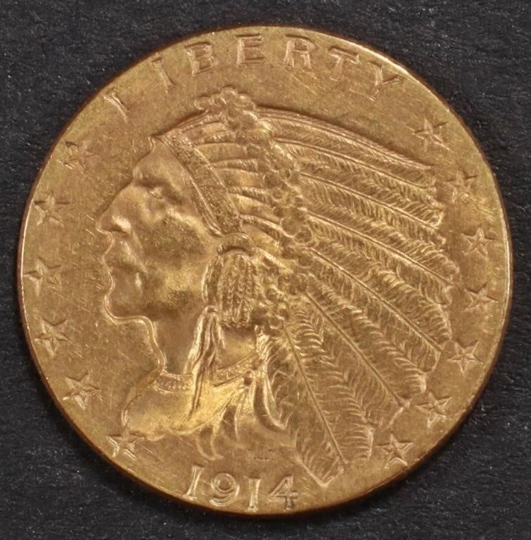 1914 $2.5 GOLD INDIAN NICE BU