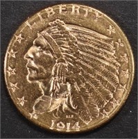 1914-D $2.5 GOLD INDIAN NICE BU