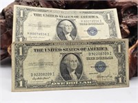 Two 1935 E $1 Silver Certificates / Notes