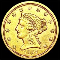 1857 $2.50 Gold Quarter Eagle CLOSELY
