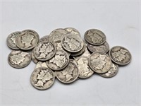 28 Silver Mercury Dimes