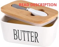 Ceramic Butter Dish  Lid  Large - With Knife
