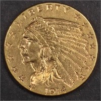 1914 $2.5 GOLD INDIAN CH BU