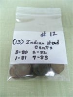 (13) Indian Head Cents 3-1880, 1-1881, 2-1882,