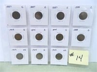 (11) Indian Head Cents 3-1887, 2-1888, 2-1894,