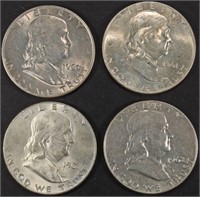 1960-D, (2) 1961-D, 1962-D FRANKLIN HALF DOLLARS