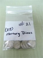 (25) Mercury Dimes