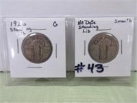 (2) Standing Lib Quarters, 1926 & no date