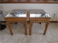 2 end tables  W / glass tops