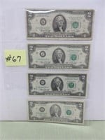 (3) 1976, (1)2003, (1)2009, $2 Fed Res Notes