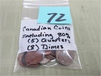 Asst Canadian Coins, w/ (5) 80% Quarters (8) Dimes