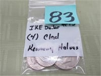 Clad Ike Dollar, (4) Clad Kennedy Halves