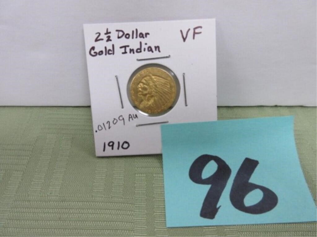 1910  2 1/2 Dollar Gold Indian Head  AU