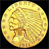 1911 $2.50 Gold Quarter Eagle CLOSELY