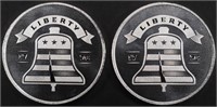(2) 1 OZ .999 SILVER LIBERTY BELL ROUNDS