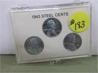 1943 – 3 Piece Set “Steel Wheat Cents”