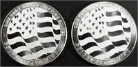 (2) 1 OZ .999 SILVER FLAG ROUNDS