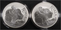 (2) 1 OZ .999 SILVER 2023 AUS KOALA ROUNDS