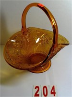 Vintage Tiarra Indiana Glass Golden Amber Basket