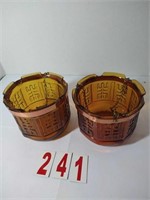 Vintage Tiarra Amber Glass Hanging Pots - Set of