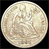 1891 Seated Liberty Dime CLOSELY UNCIRCULATED