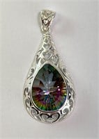 Lg. Sterling Amazing Faceted Mystic Topaz Pendant