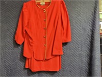 Ms Basia California Red Skirt Suit