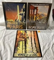 Vtg Travel Series 11x14 Poster Prints Rome Paris