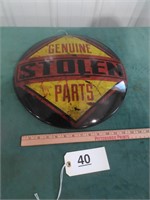 Genuine Stolen Parts Button Tin Sign