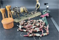 MCM Wooden Shakers, Amish Man & Mule Figurine,