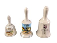 3 Vintage Porcelain Souvenir Bells Florida Key Wes