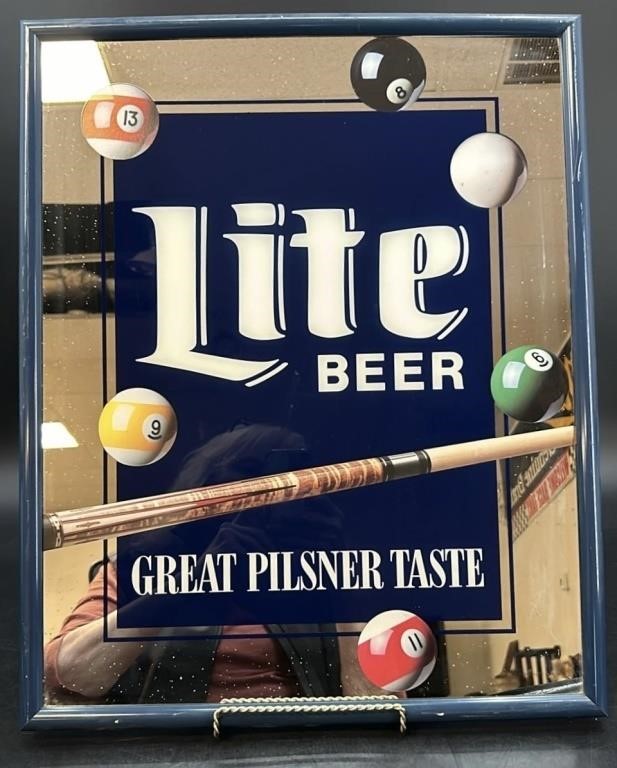 Vintage Miller Lite Mirrored Advertising Sign
