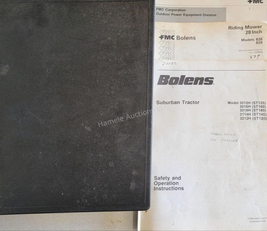 Bolens manuals - 3-ring binder and 3 soft cover ma