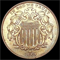 1869 Shield Nickel CHOICE AU