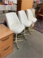 3 White Swivel Bar Chairs