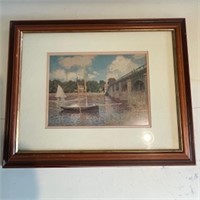 Vintage "Nautical" Print with Wood Frame and Glass